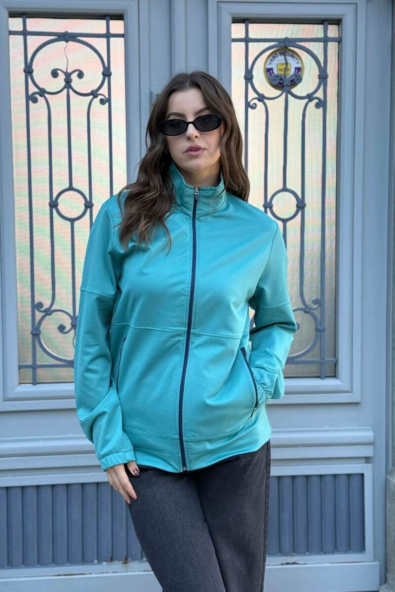 ONE COLOR SIMPLE WOMEN JACKET BLUE STONE/GK - 3