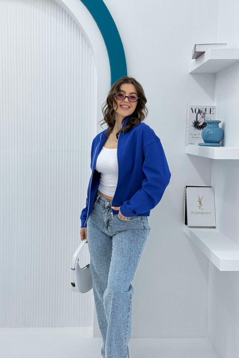 ONE COLOR SIMPLE WOMEN JACKET BLUE/BLU - 4