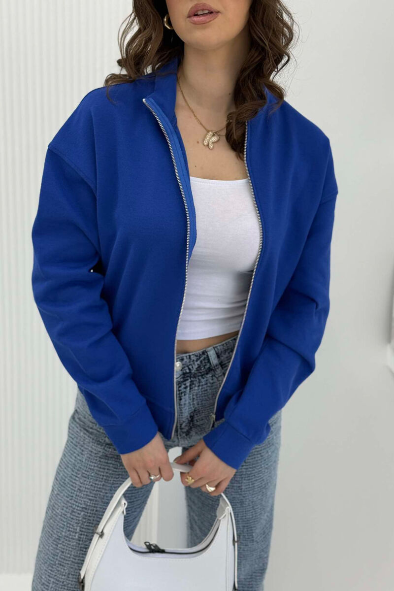 ONE COLOR SIMPLE WOMEN JACKET BLUE/BLU - 5