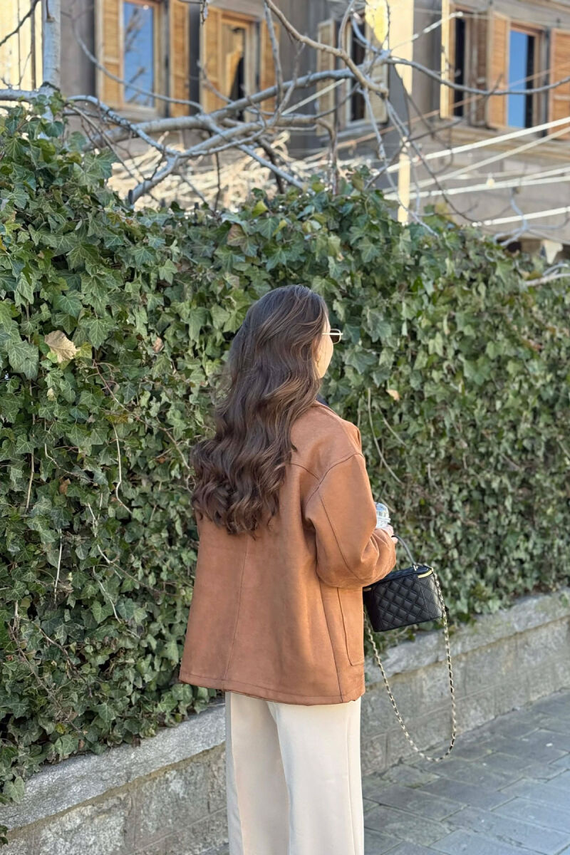 ONE COLOR SIMPLE WOMEN JACKET BROWN/KAFE - 4