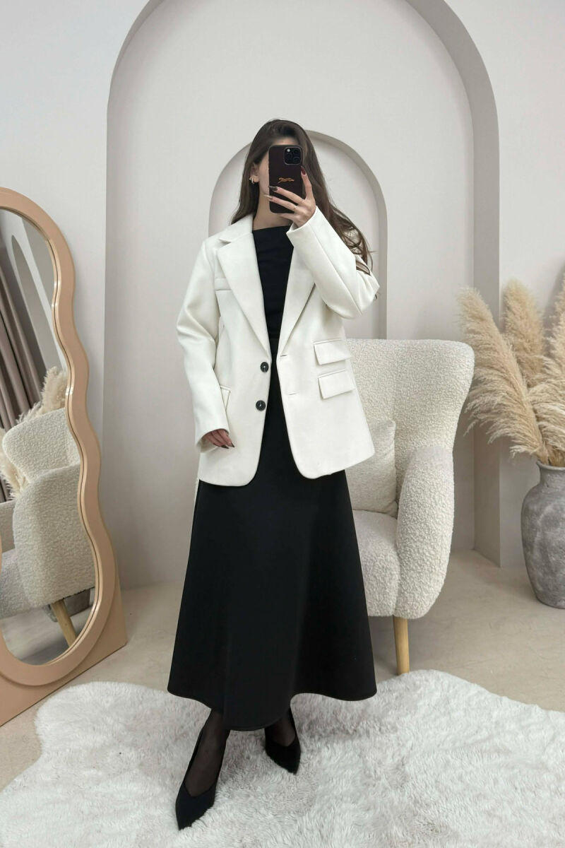 ONE COLOR SIMPLE WOMEN JACKET CREAM/KREM - 1