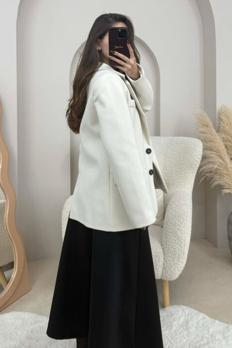 ONE COLOR SIMPLE WOMEN JACKET CREAM/KREM - 2