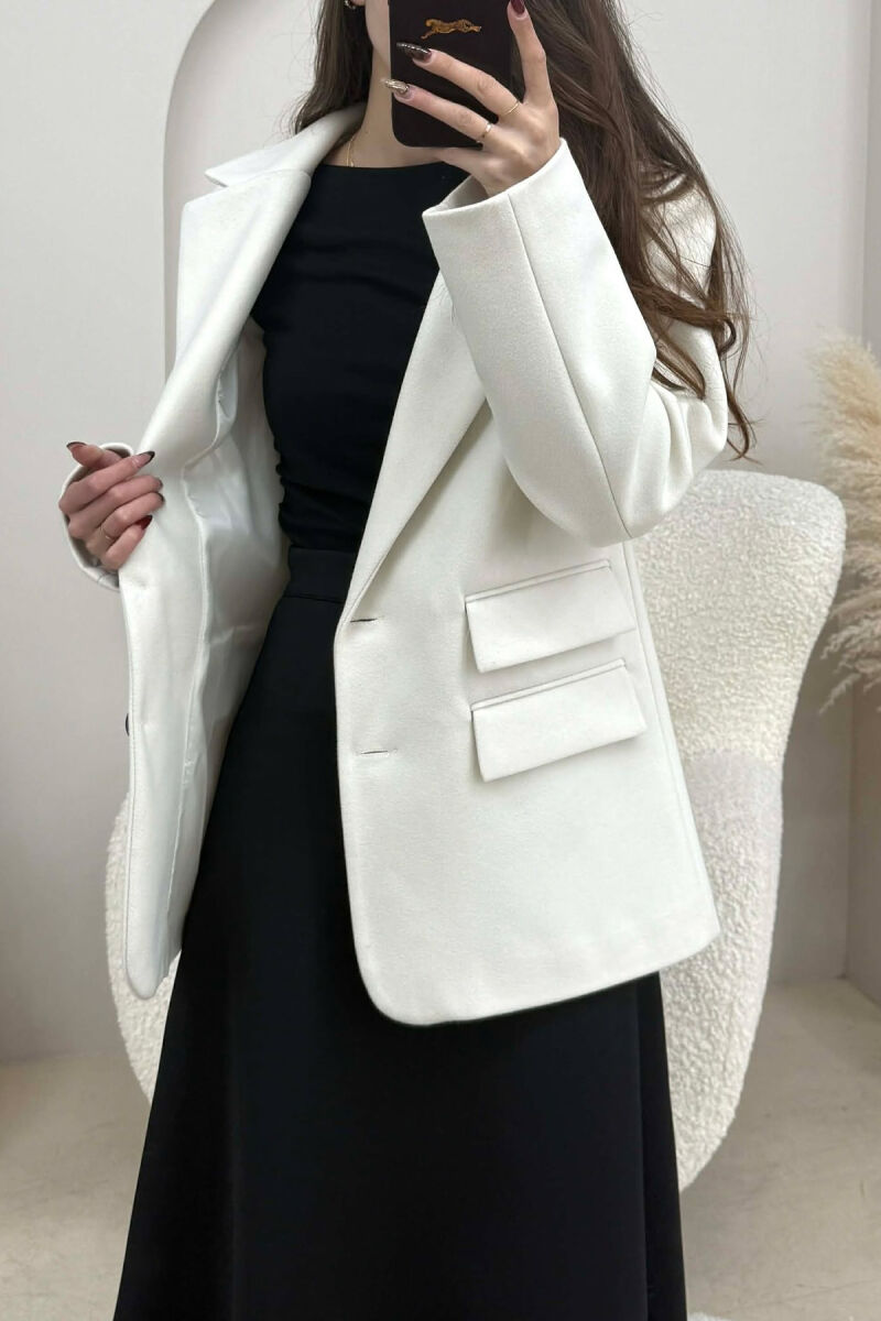 ONE COLOR SIMPLE WOMEN JACKET CREAM/KREM - 3