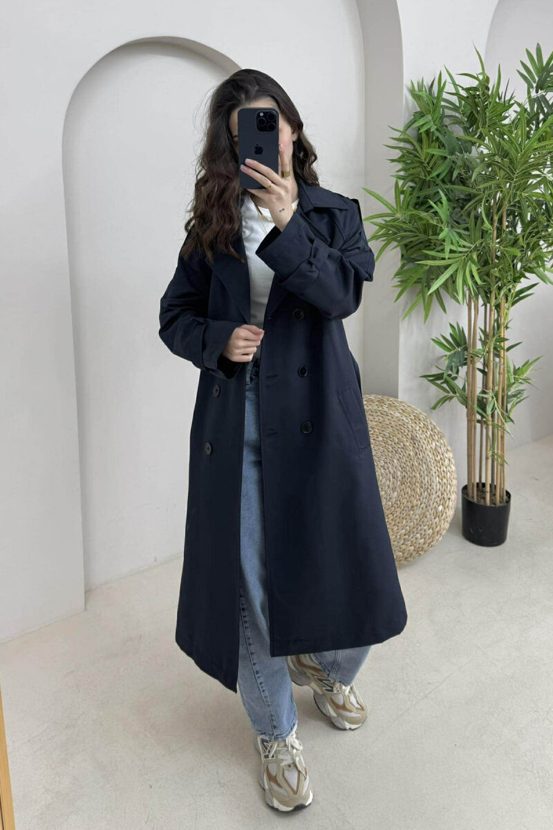 ONE COLOR SIMPLE WOMEN JACKET DARK BLUE/BEE - 2