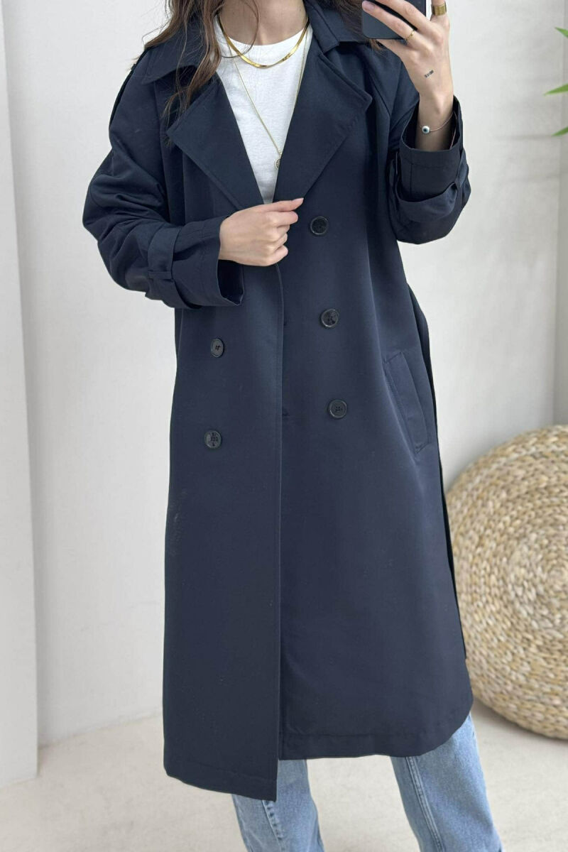 ONE COLOR SIMPLE WOMEN JACKET DARK BLUE/BEE - 3