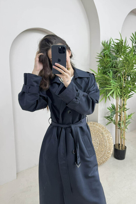 ONE COLOR SIMPLE WOMEN JACKET DARK BLUE/BEE - 4