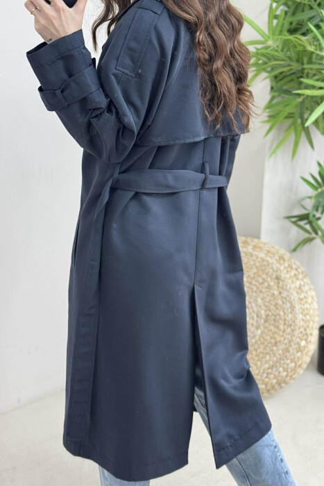 ONE COLOR SIMPLE WOMEN JACKET DARK BLUE/BEE - 5