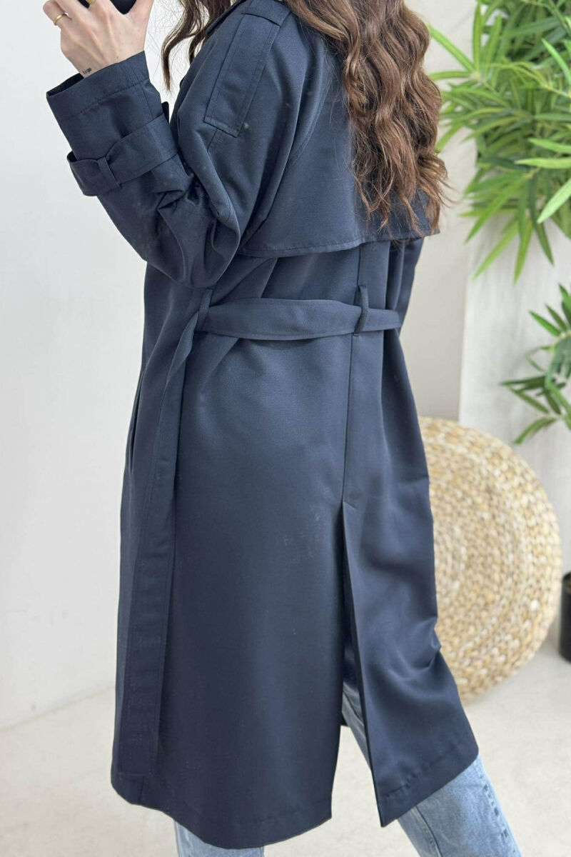 ONE COLOR SIMPLE WOMEN JACKET DARK BLUE/BEE - 5