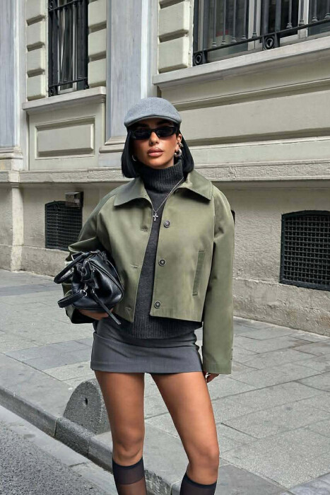 ONE COLOR SIMPLE WOMEN JACKET GREEN/JESHILE - KLAUDIO FASHION