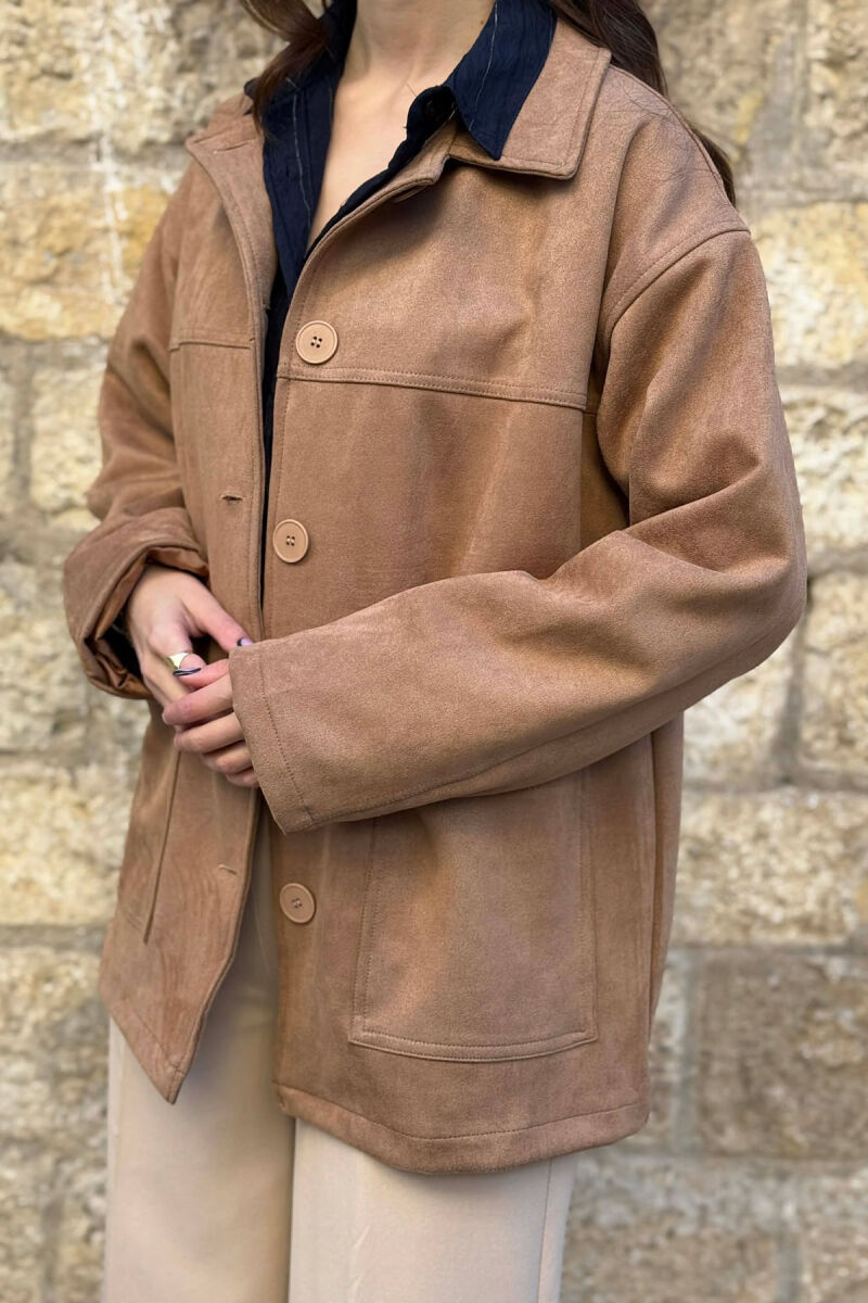 ONE COLOR SIMPLE WOMEN JACKET LIGHT BROWN/KAZB - 8