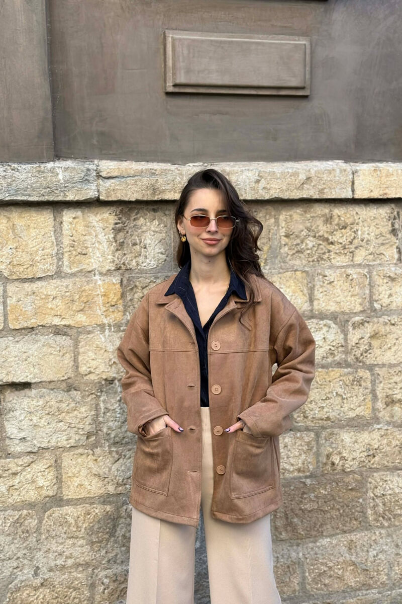 ONE COLOR SIMPLE WOMEN JACKET LIGHT BROWN/KAZB - 6