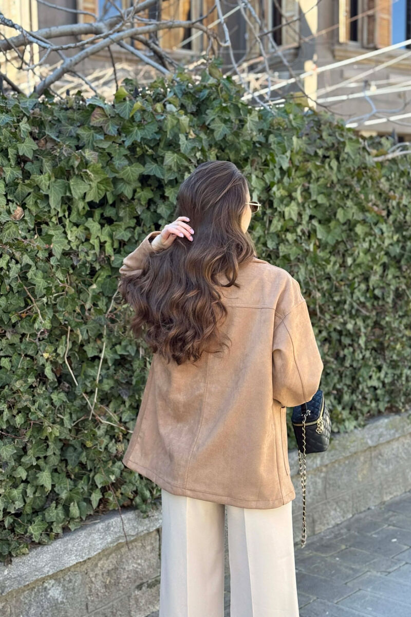 ONE COLOR SIMPLE WOMEN JACKET LIGHT BROWN/KAZB - 13