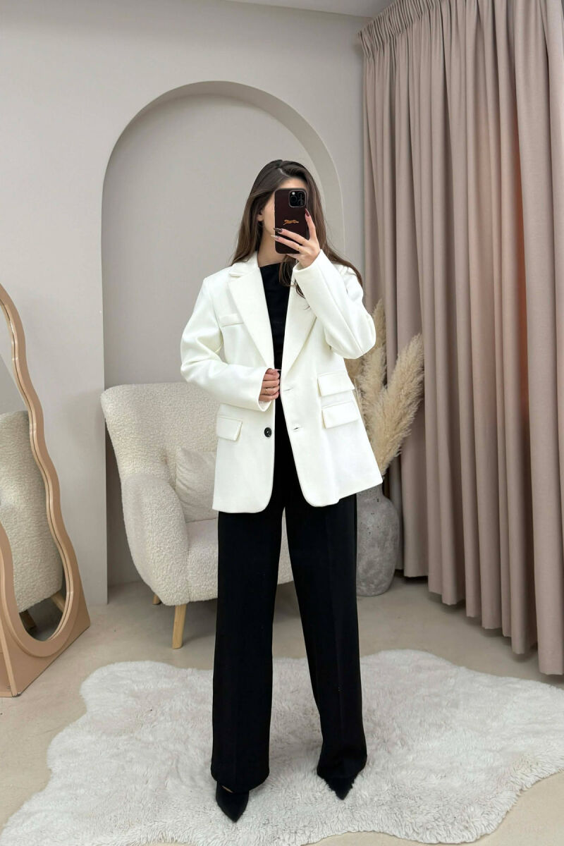 ONE COLOR SIMPLE WOMEN JACKET WHITE-E BARDHE - 1
