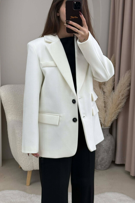 ONE COLOR SIMPLE WOMEN JACKET WHITE-E BARDHE - 2