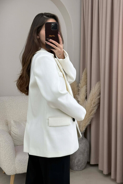 ONE COLOR SIMPLE WOMEN JACKET WHITE-E BARDHE - 3