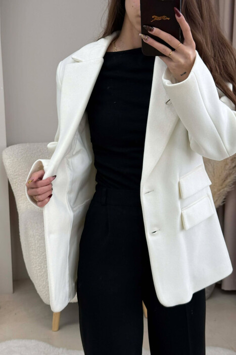 ONE COLOR SIMPLE WOMEN JACKET WHITE-E BARDHE - 4