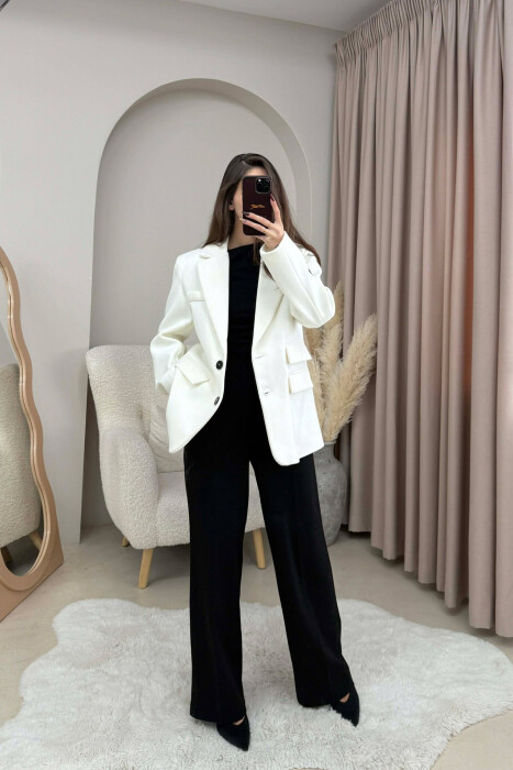 ONE COLOR SIMPLE WOMEN JACKET WHITE-E BARDHE - 5
