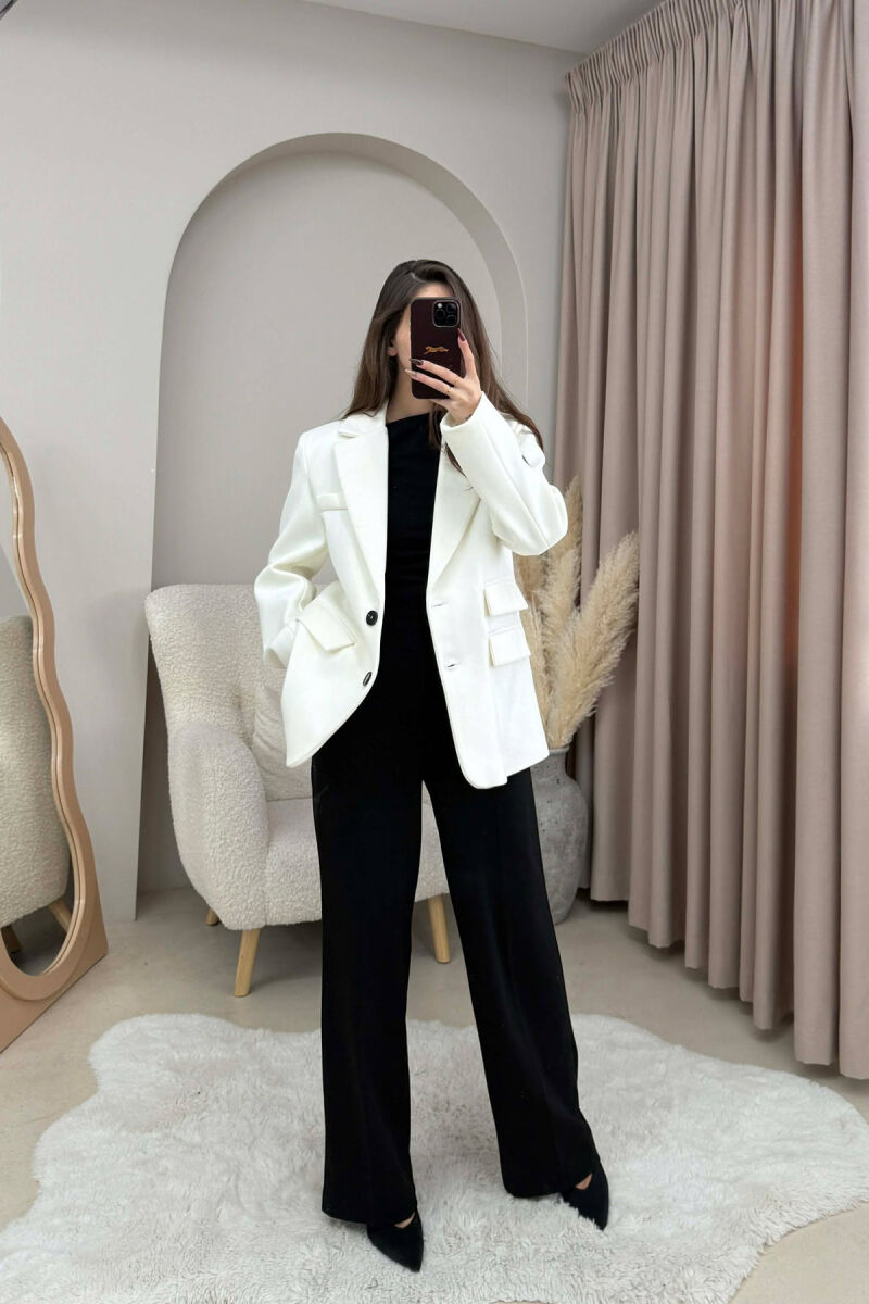 ONE COLOR SIMPLE WOMEN JACKET WHITE-E BARDHE - 5