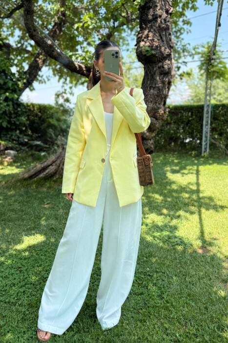 ONE COLOR SIMPLE WOMEN JACKET YELLOW/E VERDHE - 3
