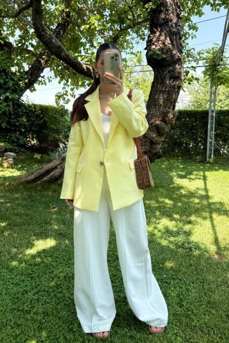 ONE COLOR SIMPLE WOMEN JACKET YELLOW/E VERDHE - 4