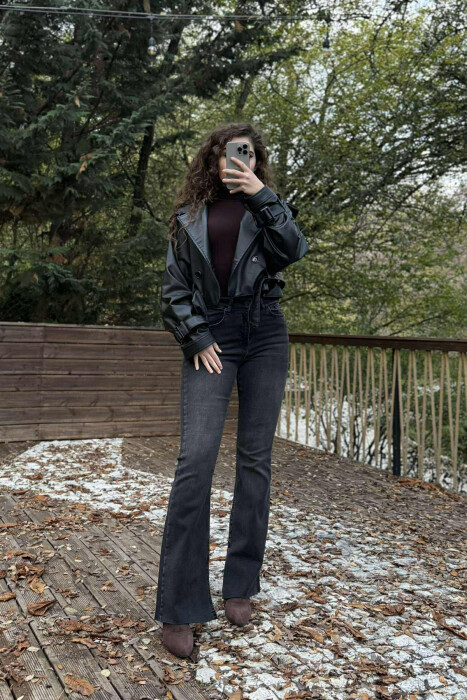 ONE COLOR SIMPLE WOMEN JEANS DARK GREY/GEE - 2