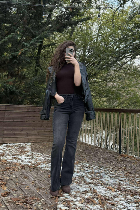 ONE COLOR SIMPLE WOMEN JEANS DARK GREY/GEE - 7