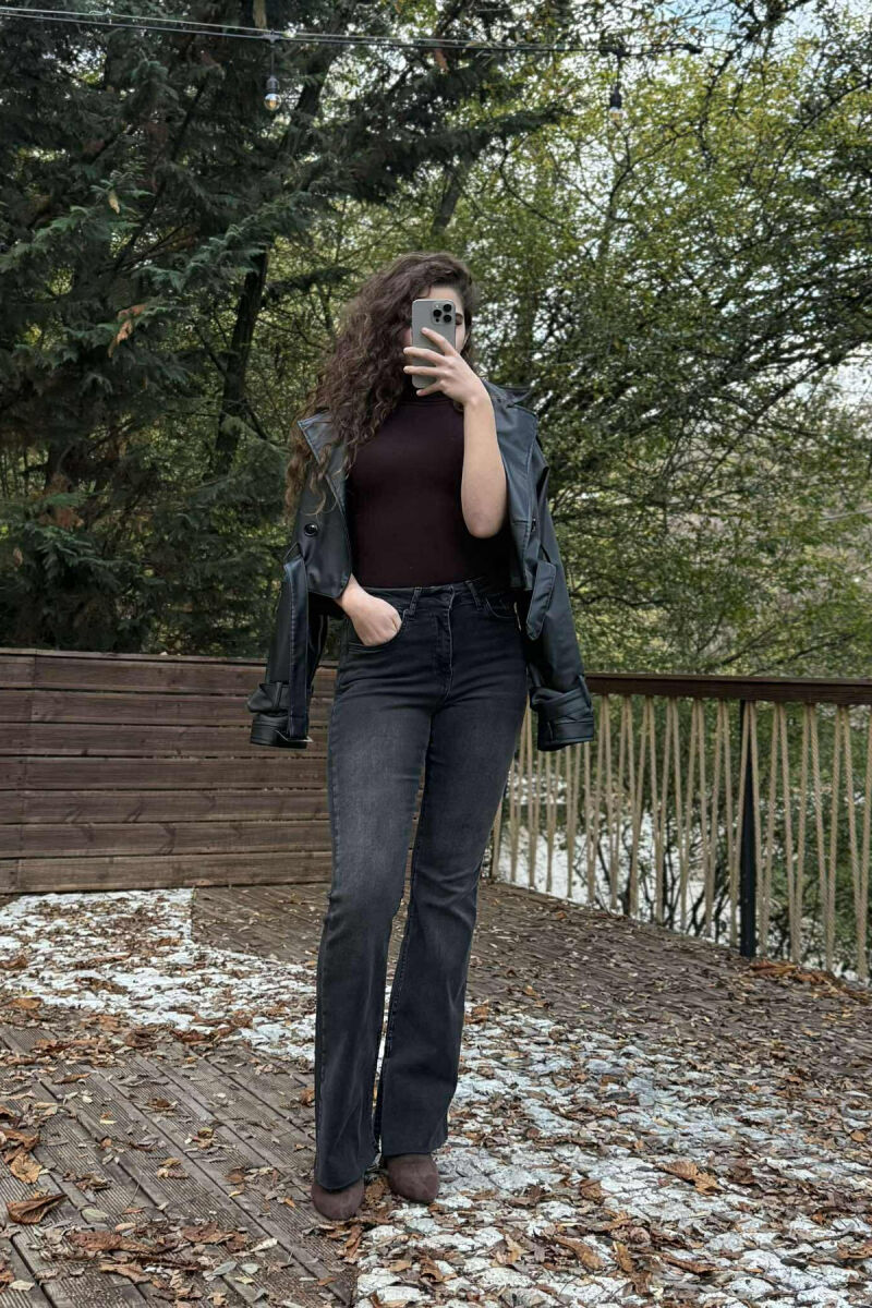 ONE COLOR SIMPLE WOMEN JEANS DARK GREY/GEE - 7