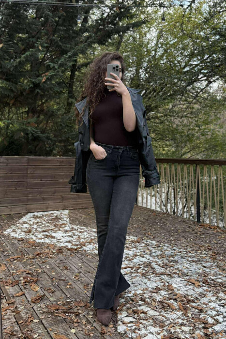 ONE COLOR SIMPLE WOMEN JEANS DARK GREY/GEE - 8