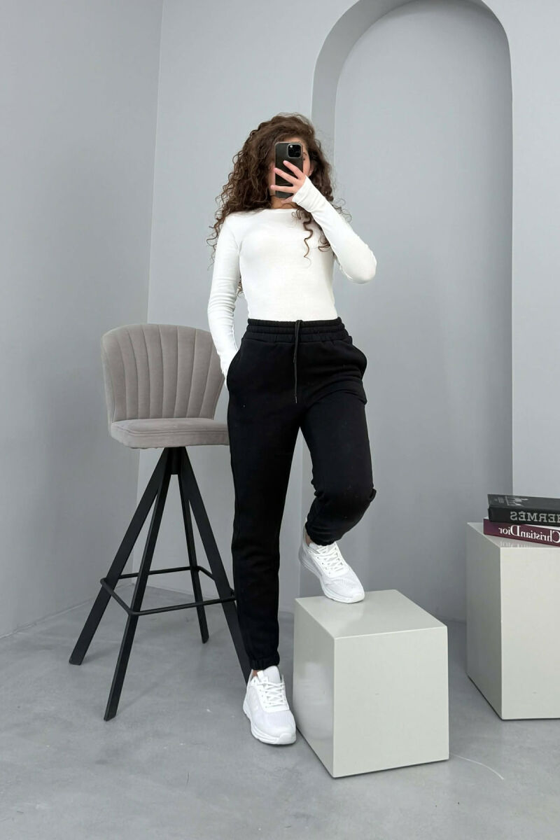 ONE COLOR SIMPLE WOMEN JOGGERS BLACK/ E ZEZE - 2