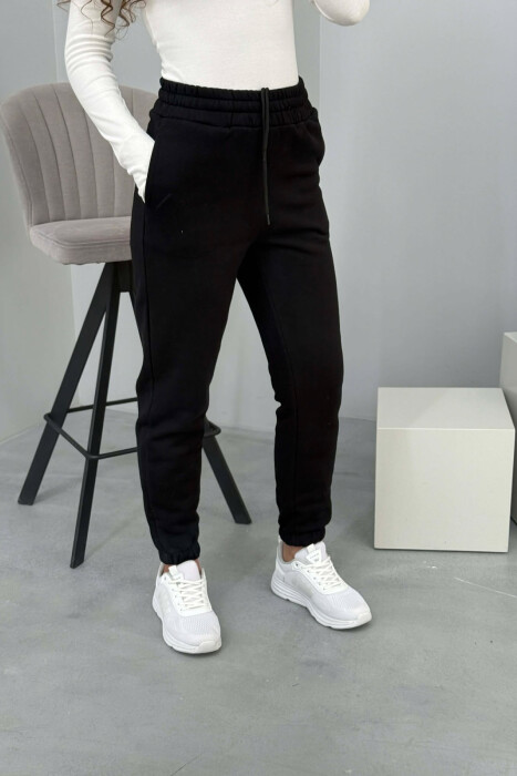 ONE COLOR SIMPLE WOMEN JOGGERS BLACK/ E ZEZE - 5