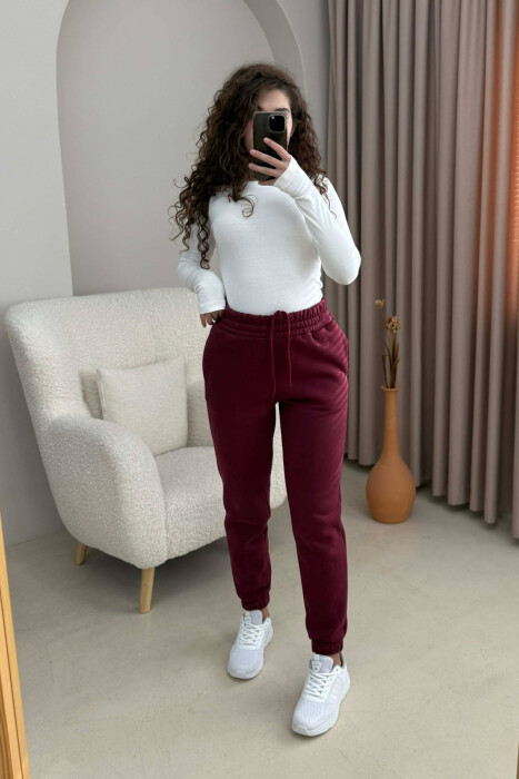 ONE COLOR SIMPLE WOMEN JOGGERS BURGUNDY/VISHNJE - 1