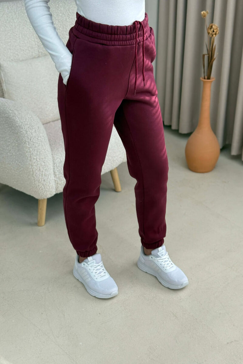 ONE COLOR SIMPLE WOMEN JOGGERS BURGUNDY/VISHNJE - 4