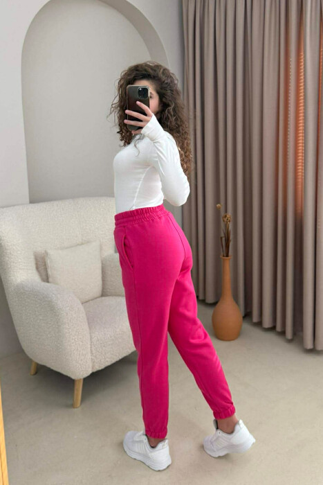 ONE COLOR SIMPLE WOMEN JOGGERS FUCHSIA/CIKLAMI - 2