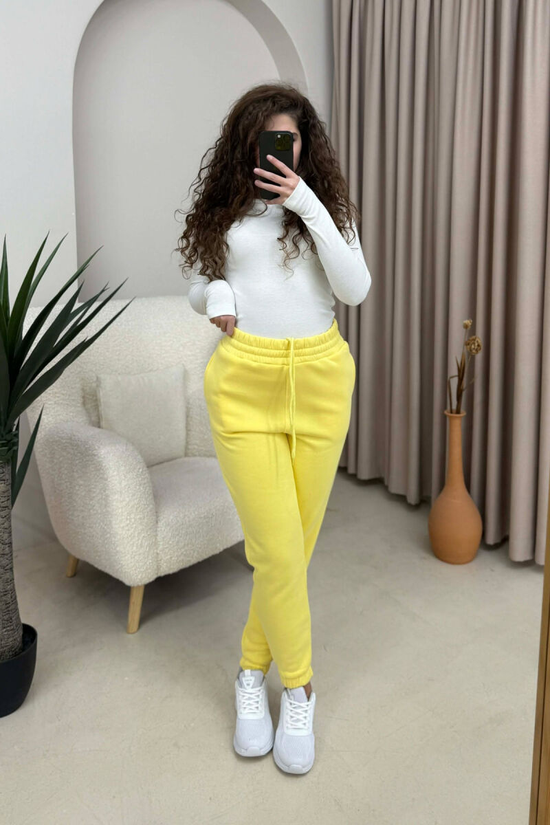 ONE COLOR SIMPLE WOMEN JOGGERS LEMON/ LIMON - 1