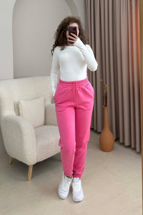 ONE COLOR SIMPLE WOMEN JOGGERS PINK/ROZE 