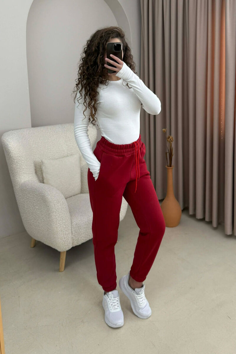 ONE COLOR SIMPLE WOMEN JOGGERS RED/E KUQE - 2