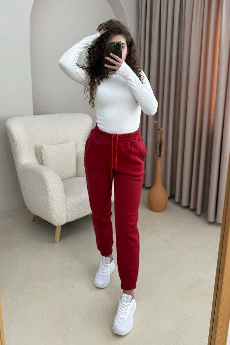 ONE COLOR SIMPLE WOMEN JOGGERS RED/E KUQE - 6