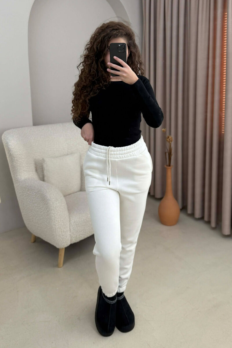 ONE COLOR SIMPLE WOMEN JOGGERS WHITE-E BARDHE - 1