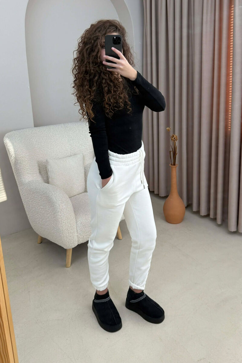 ONE COLOR SIMPLE WOMEN JOGGERS WHITE-E BARDHE - 3