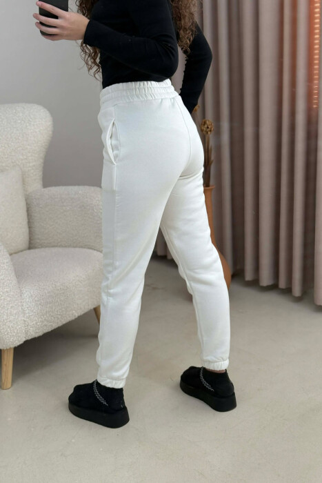 ONE COLOR SIMPLE WOMEN JOGGERS WHITE-E BARDHE - 4