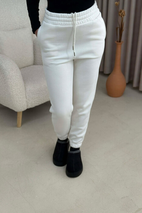 ONE COLOR SIMPLE WOMEN JOGGERS WHITE-E BARDHE - 5