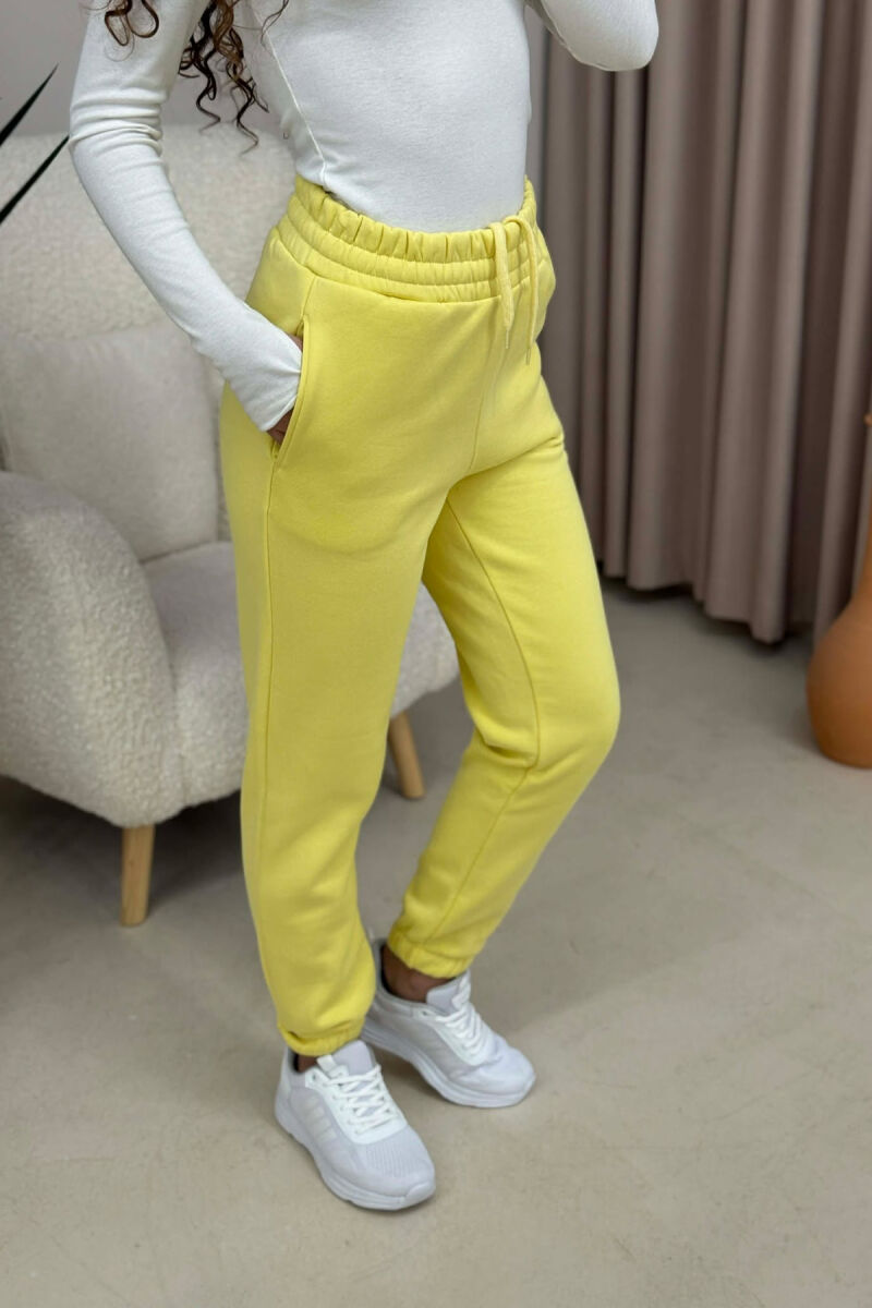 ONE COLOR SIMPLE WOMEN JOGGERS YELLOW/E VERDHE - 2