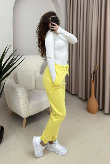 ONE COLOR SIMPLE WOMEN JOGGERS YELLOW/E VERDHE - 4