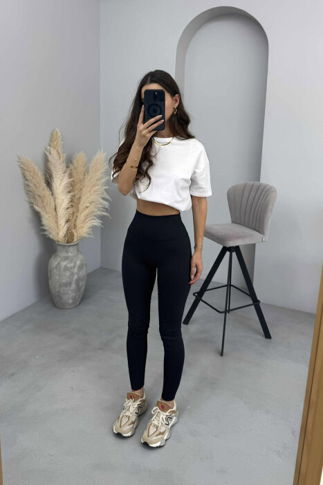 ONE COLOR SIMPLE WOMEN LEGGINGS BLACK/ E ZEZE - 3