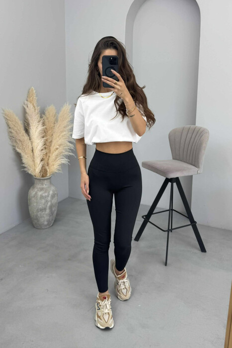 ONE COLOR SIMPLE WOMEN LEGGINGS BLACK/ E ZEZE - 5