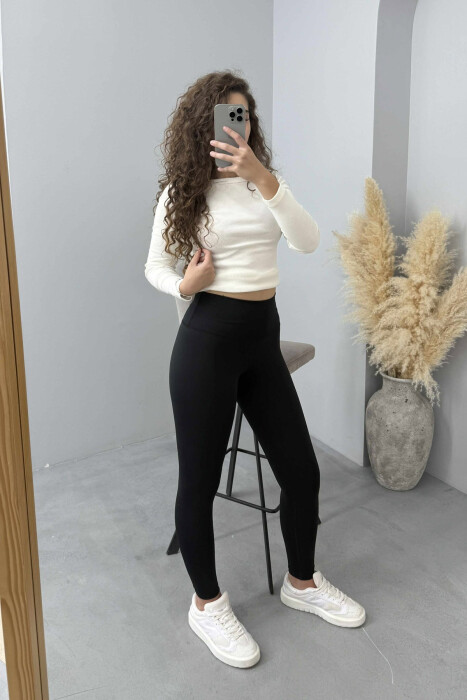 ONE COLOR SIMPLE WOMEN LEGGINGS BLACK/ E ZEZE - 2