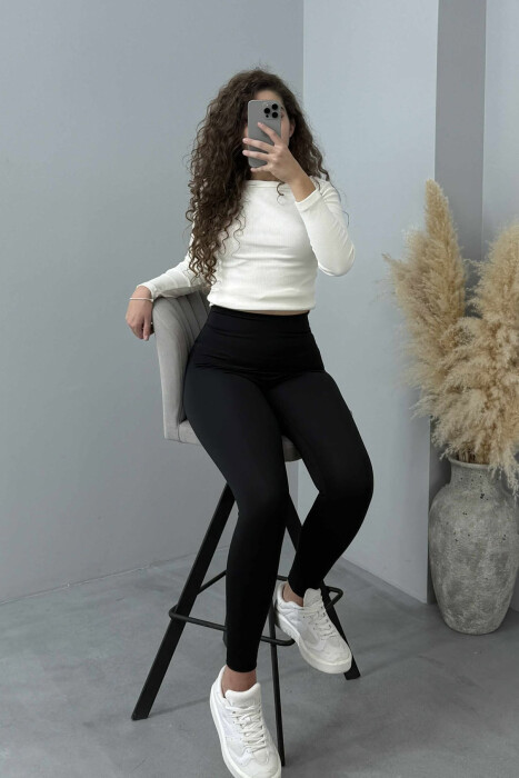 ONE COLOR SIMPLE WOMEN LEGGINGS BLACK/ E ZEZE - 4