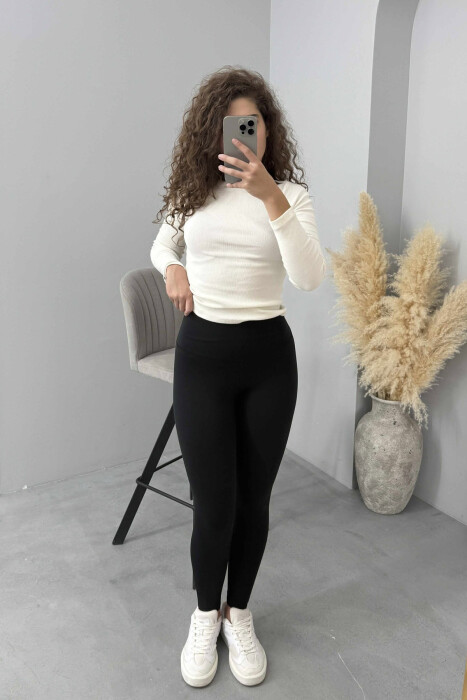ONE COLOR SIMPLE WOMEN LEGGINGS BLACK/ E ZEZE - 8