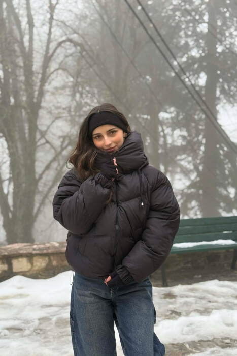 ONE COLOR SIMPLE WOMEN PUFFER JACKET BLACK/ E ZEZE 