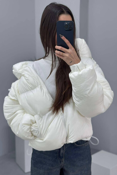 ONE COLOR SIMPLE WOMEN PUFFER JACKET WHITE-E BARDHE 